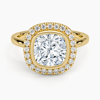 Bezel Halo Diamond Ring (1/4 ct. tw.) - Cushion Cut Center Stone