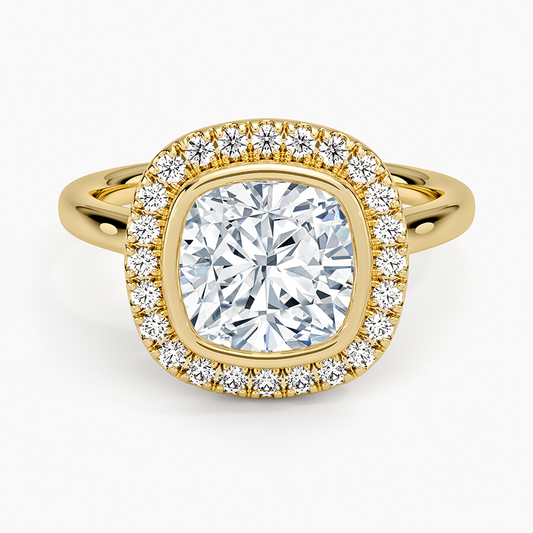Bezel Halo Diamond Ring (1/4 ct. tw.) - Cushion Cut Center Stone