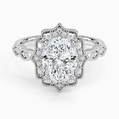 Cadenza Halo Diamond Ring - Oval Center Stone