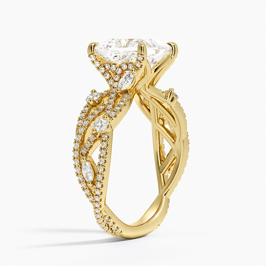 Grand Secret Garden Diamond Ring - Princess Cut Center Stone
