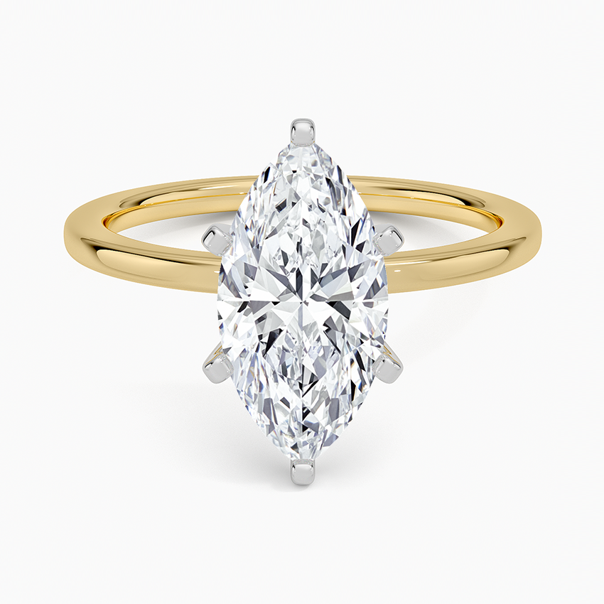 Six-Prong Petite Comfort Fit 1.5mm Solitaire Ring - Marquise Center Stone