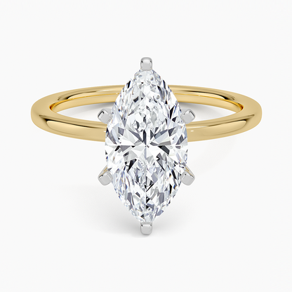 Six-Prong Petite Comfort Fit 1.5mm Solitaire Ring - Marquise Center Stone