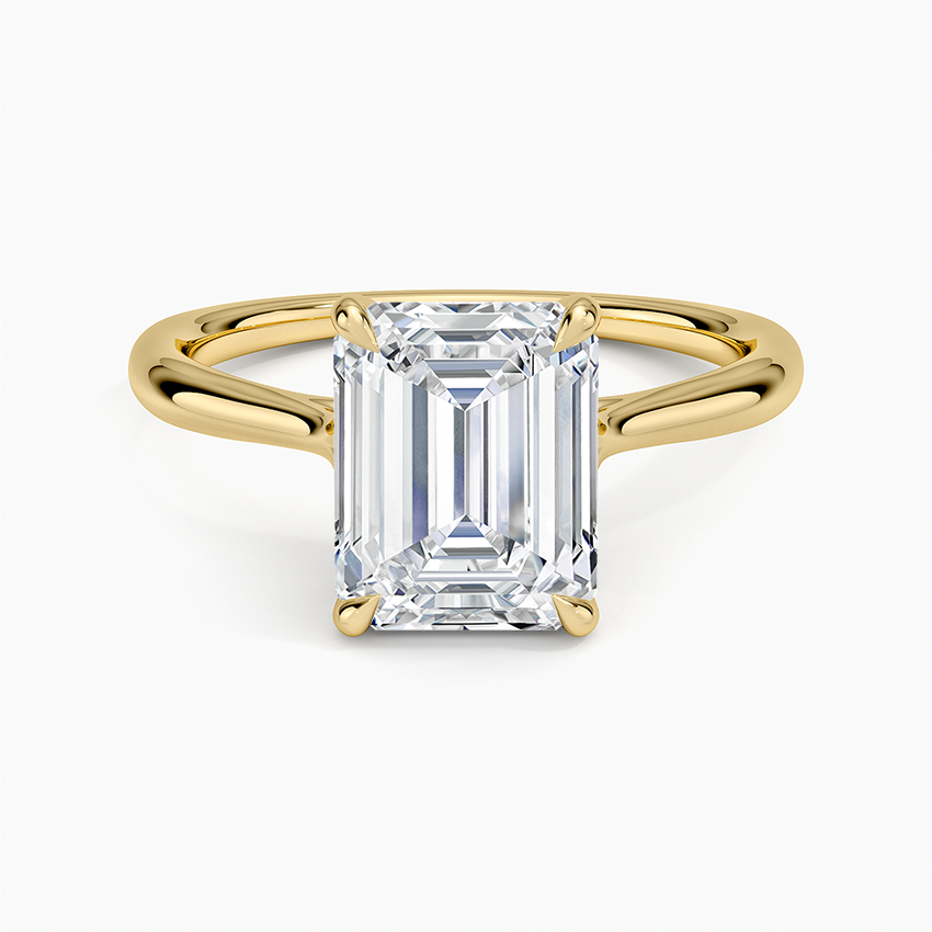 Freesia Cathedral Solitaire Ring - Emerald Cut Center Stone