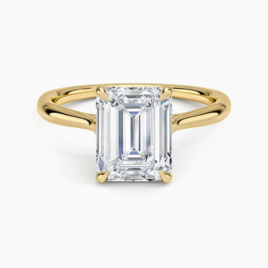 Freesia Cathedral Solitaire Ring - Emerald Cut Center Stone