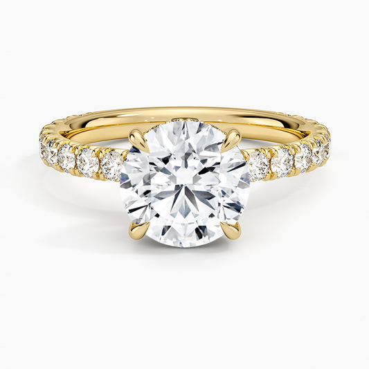 Perfect Fit French Pavé Diamond Ring - Round Center Stone
