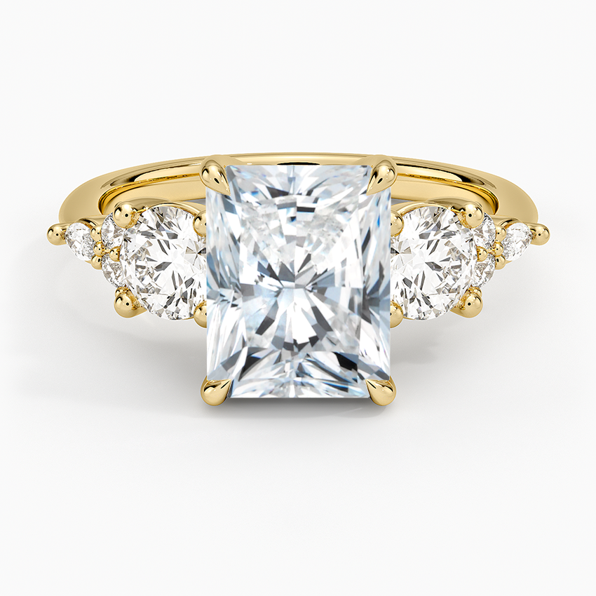 Luxe Nadia Three Stone Diamond Ring - Radiant Cut Center Stone