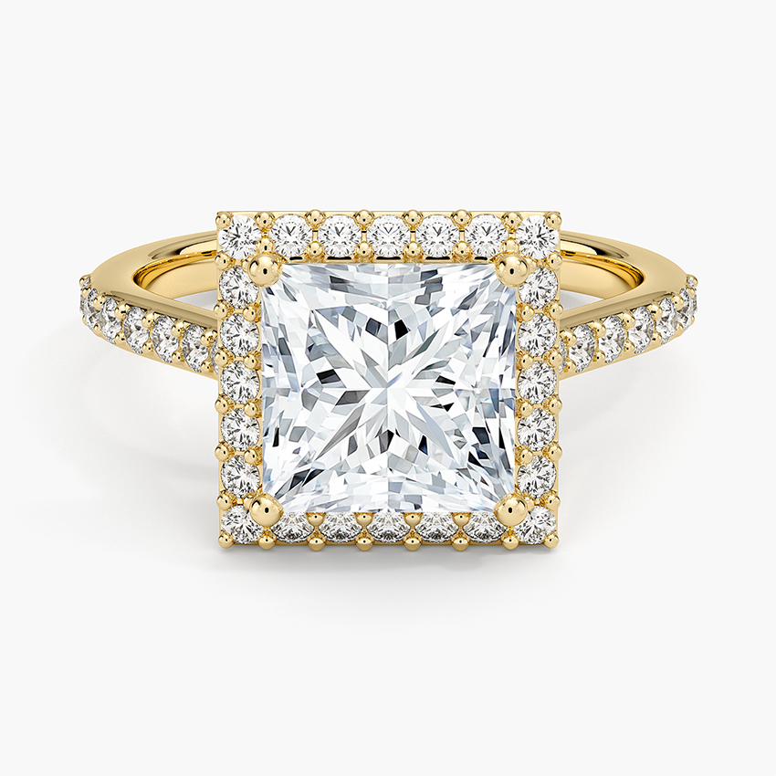 Halo Diamond Ring with Side Stones (1/3 ct. tw.) - Princess Cut Center Stone