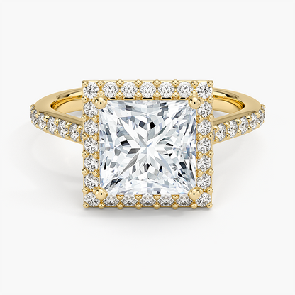 Halo Diamond Ring with Side Stones (1/3 ct. tw.) - Princess Cut Center Stone
