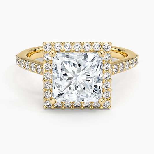 Halo Diamond Ring with Side Stones (1/3 ct. tw.) - Princess Cut Center Stone