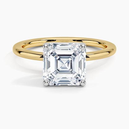 Platinum Mixed Metal Perfect Fit Solitaire Ring - Asscher Cut Center Stone