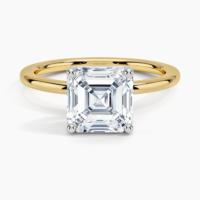 Mixed Metal Perfect Fit Solitaire Ring - Asscher Cut Center Stone