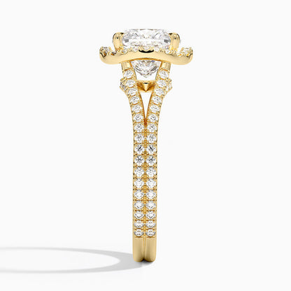 Fortuna Halo Diamond Ring (1/2 ct. tw.) - Cushion Cut Center Stone