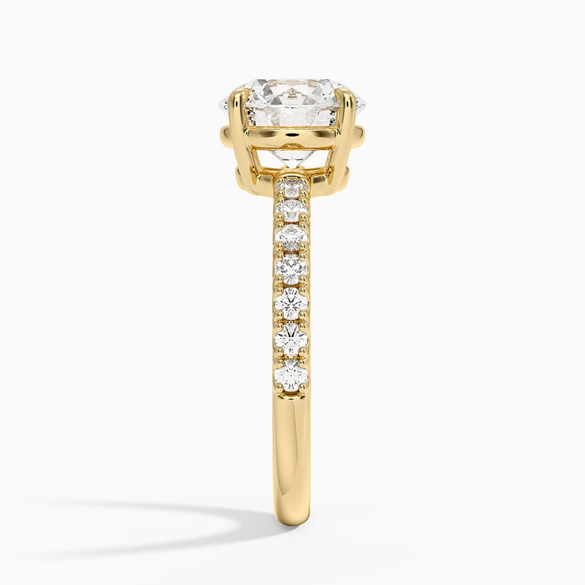 Dara Low-Profile Diamond Ring - Round Center Stone