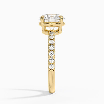 Dara Low-Profile Diamond Ring - Round Center Stone