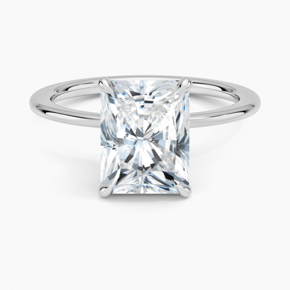Petite Secret Halo Diamond Ring - Radiant Cut Center Stone