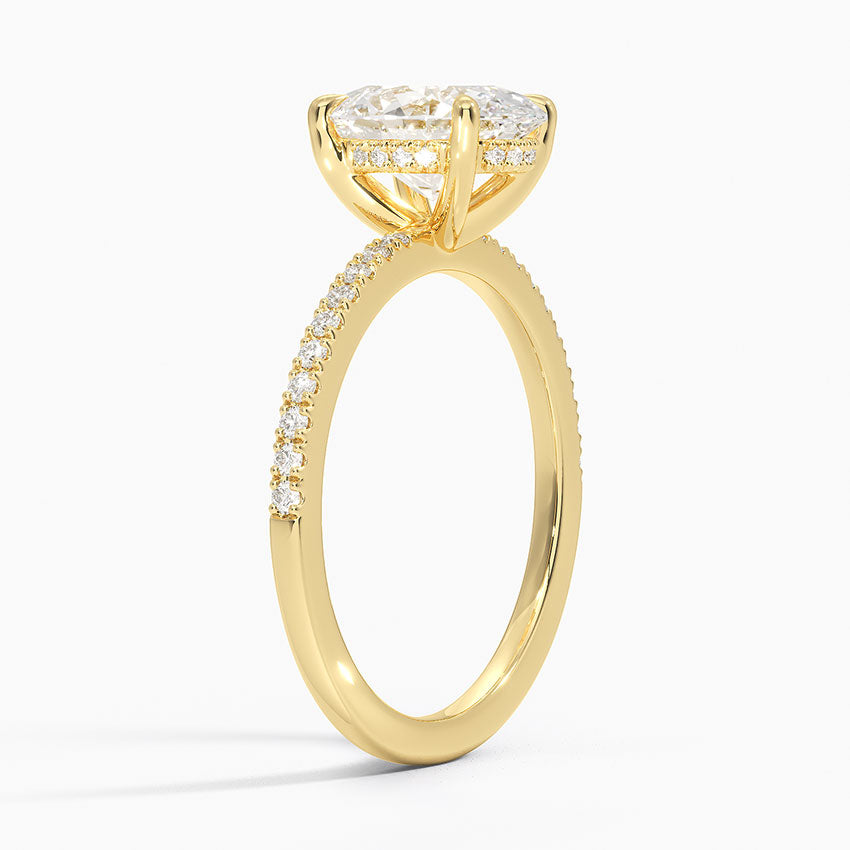 Perfect Fit Half Coverage Hidden Halo Diamond Ring (1/5 ct. tw.) - Oval Center Stone