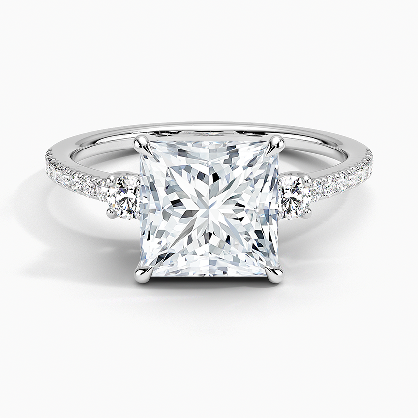 Lyra Three Stone Diamond Ring (1/4 ct. tw.) - Princess Cut Center Stone