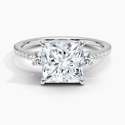 Lyra Three Stone Diamond Ring (1/4 ct. tw.) - Princess Cut Center Stone