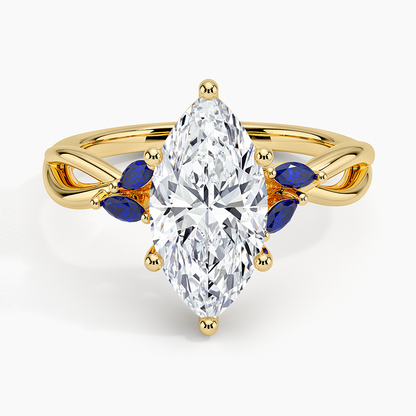 Willow Ring With Sapphire Accents - Marquise Cut Center Stone