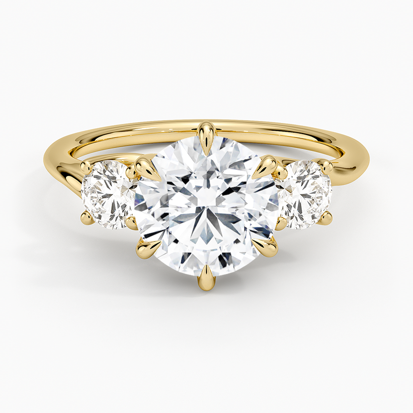 Luxe Delilah Three Stone Diamond Ring - Round Center Stone