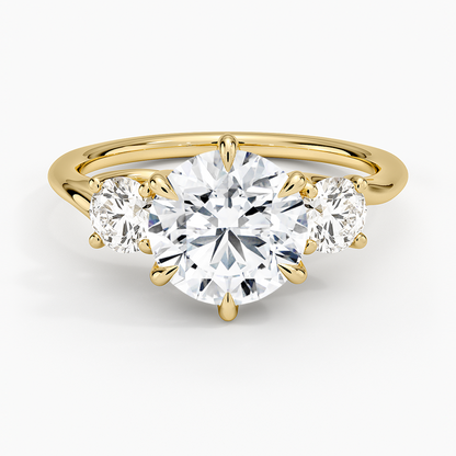 Luxe Delilah Three Stone Diamond Ring - Round Center Stone