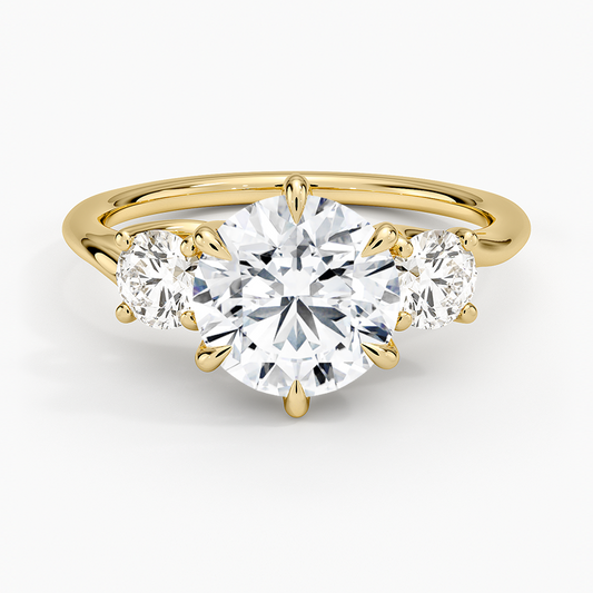 Luxe Delilah Three Stone Diamond Ring - Round Center Stone