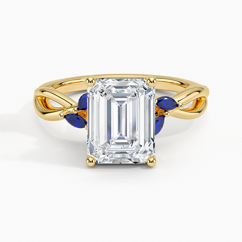 Willow Ring With Sapphire Accents - Emerald Cut Center Stone