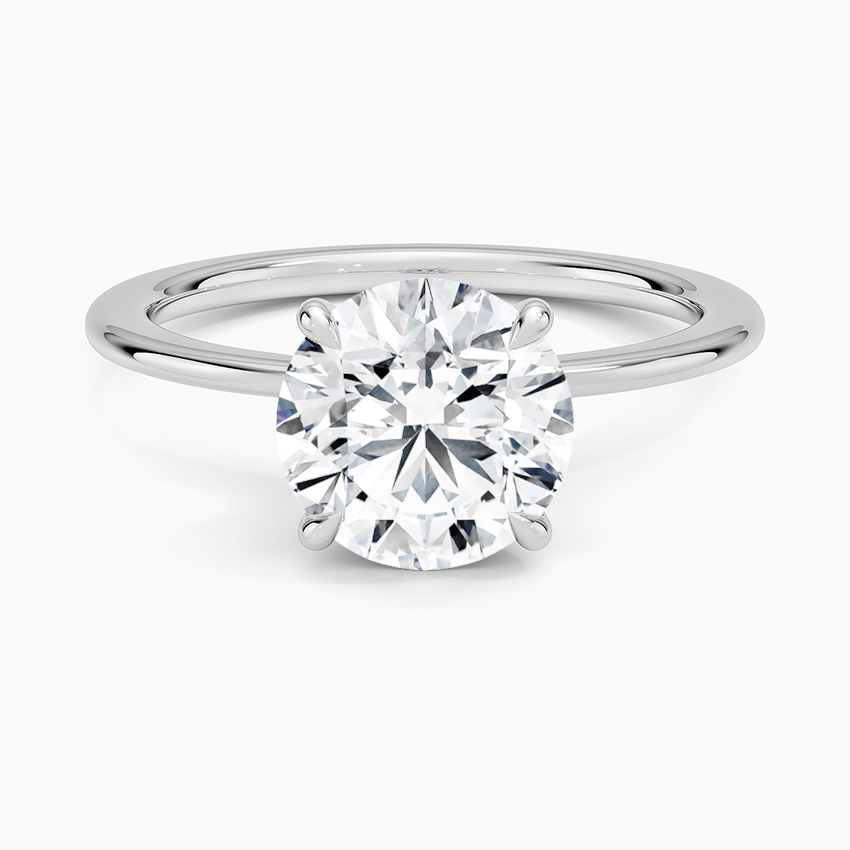 Petite Secret Halo Diamond Ring - Round Center Stone