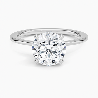 Petite Secret Halo Diamond Ring - Round Center Stone