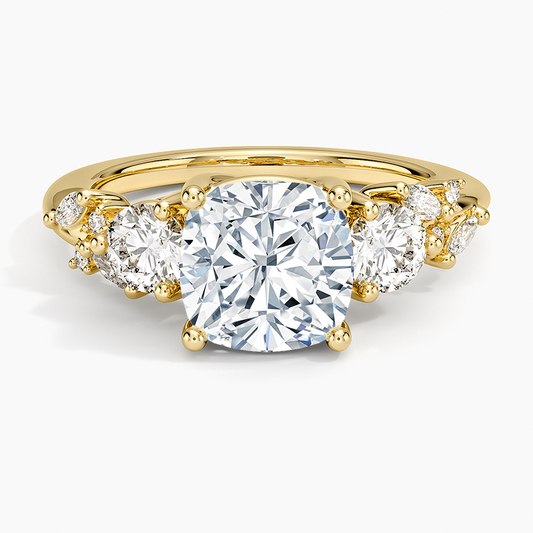 Arden Three Stone Diamond Ring - Cushion Cut Center Stone