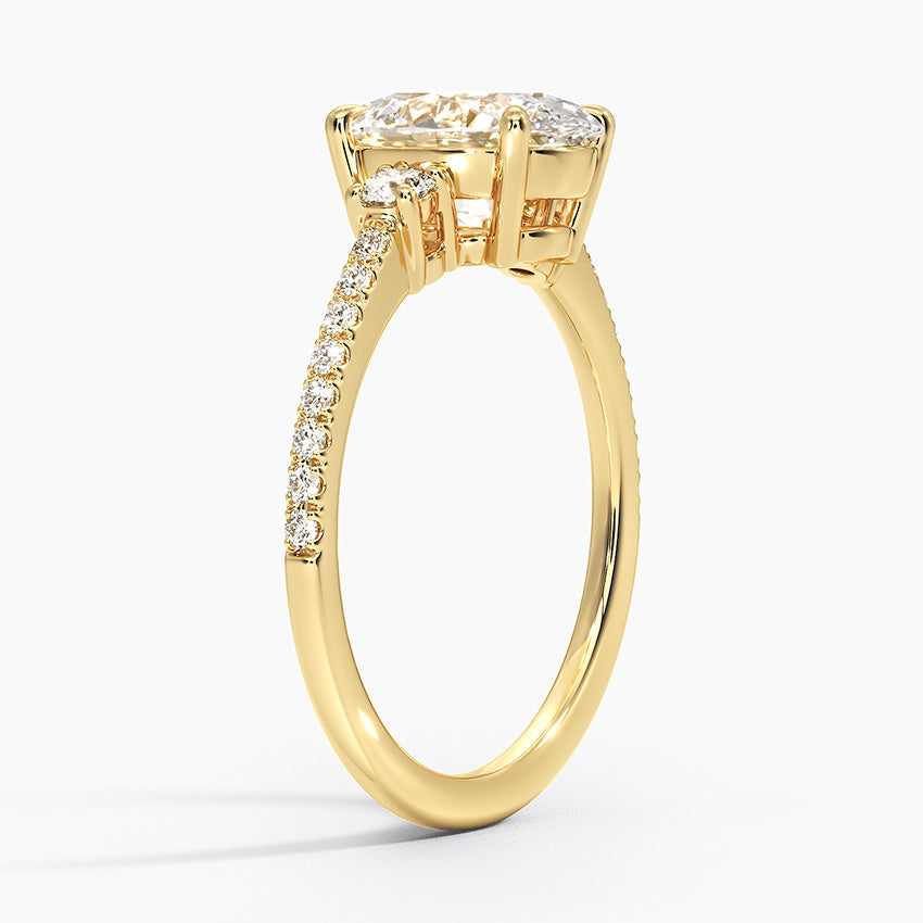 Lyra Three Stone Diamond Ring (1/4 ct. tw.) - Oval Center Stone