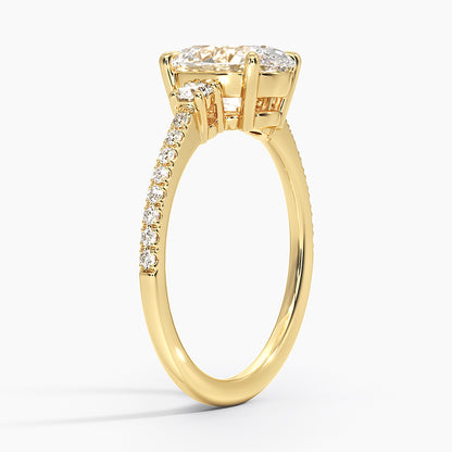 Lyra Three Stone Diamond Ring (1/4 ct. tw.) - Oval Center Stone