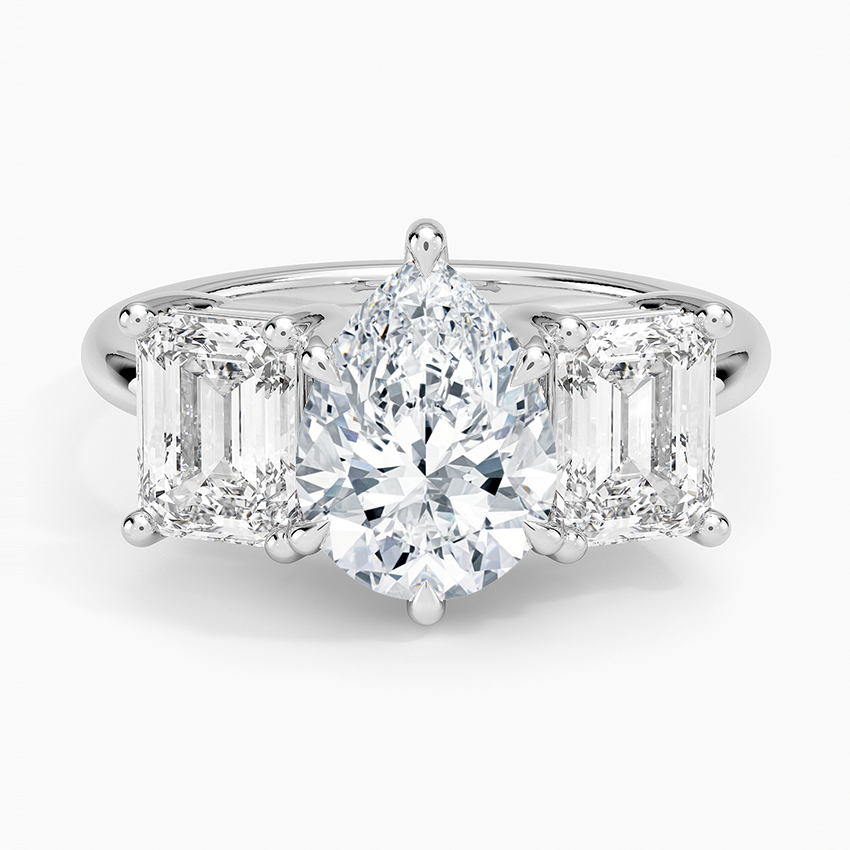 Luxe Rhiannon Three Stone Diamond Ring (1 1/10 ct. tw.) - Pear Center Stone