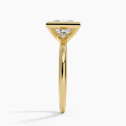 Freesia Bezel Solitaire Ring - Princess Cut Center Stone