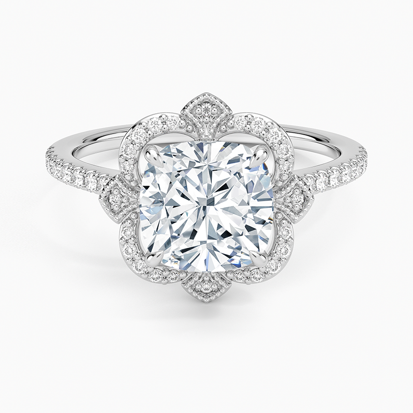 Reina Halo Diamond Ring - Cushion Cut Center Stone