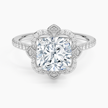 Reina Halo Diamond Ring - Cushion Cut Center Stone