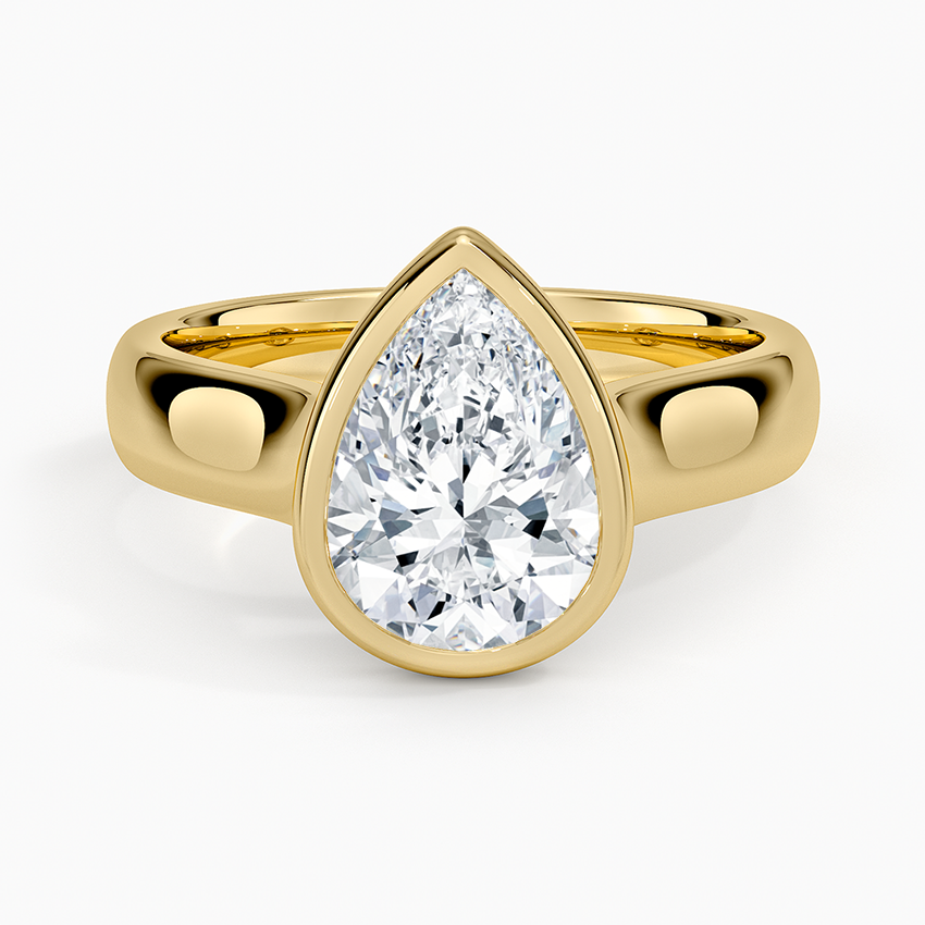 Luna 4mm Bezel Ring - Pear Center Stone