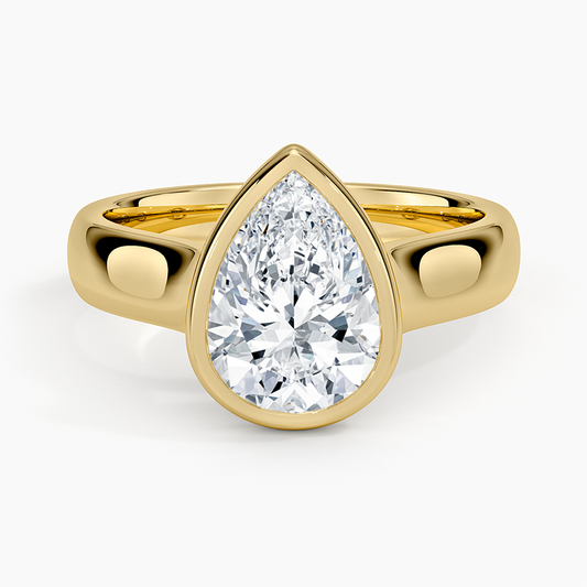 Luna 4mm Bezel Ring - Pear Center Stone