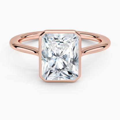 Petite Luna 1.5mm Bezel Ring - Radiant Cut Center Stone