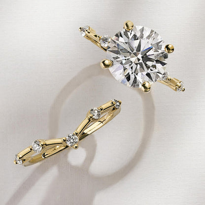 Aimee 1.4mm Diamond Ring - Emerald Cut Center Stone