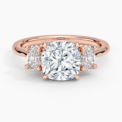 Oval-Cut Three Stone Diamond Ring (1/2 ct. tw.) - Cushion Cut Center Stone