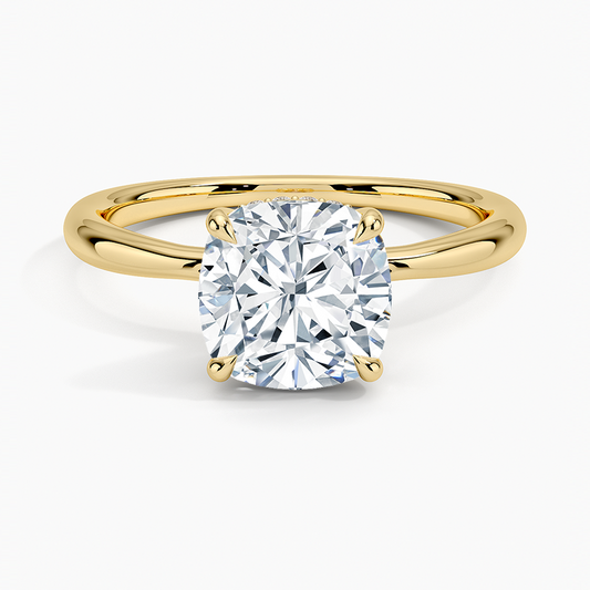 Freesia Hidden Halo Diamond Ring - Cushion Cut Center Stone