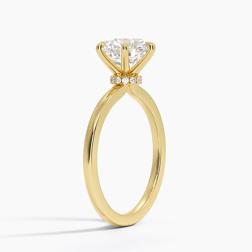 Secret Halo Six-Prong Diamond Ring - Round Center Stone