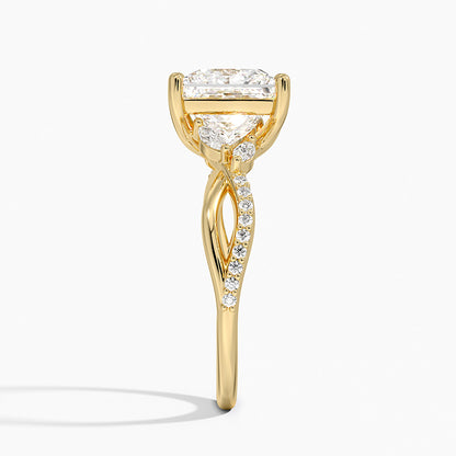 Petite Twisted Willow Diamond Ring - Princess Cut Center Stone
