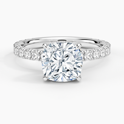 Grand Perfect Fit Three-Quarter Diamond Ring - Cushion Cut Center Stone