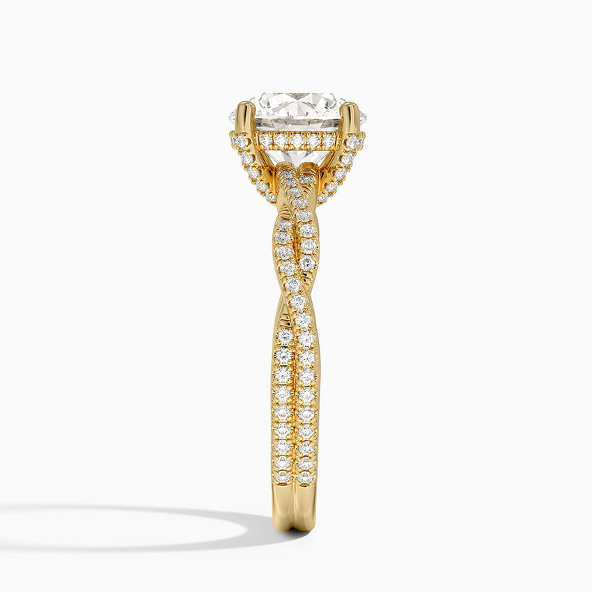 Adorned Luxe Petite Twisted Vine Diamond Ring - Round Center Stone