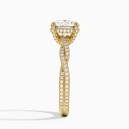Adorned Luxe Petite Twisted Vine Diamond Ring - Round Center Stone
