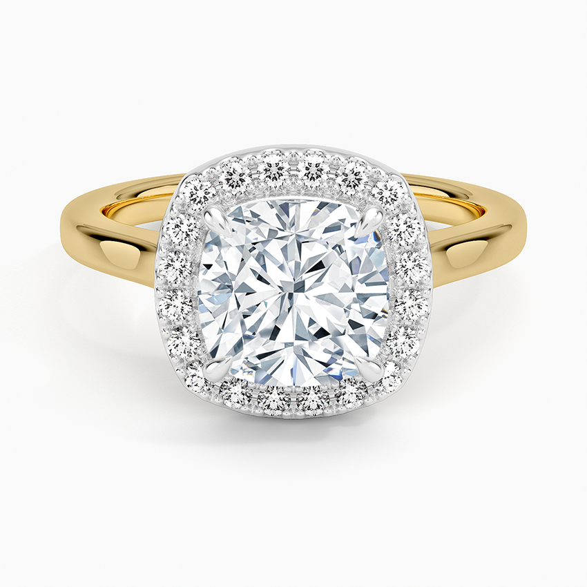 Platinum Mixed Metal Julia Halo Diamond Ring (1/5 ct. tw.) - Cushion Cut Center Stone
