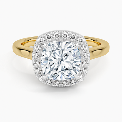 Platinum Mixed Metal Julia Halo Diamond Ring (1/5 ct. tw.) - Cushion Cut Center Stone