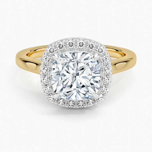 Platinum Mixed Metal Julia Halo Diamond Ring (1/5 ct. tw.) - Cushion Cut Center Stone